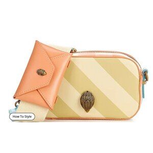 NWT Kurt Geiger London Shoreditch Small Striped Camera Crossbody Bag